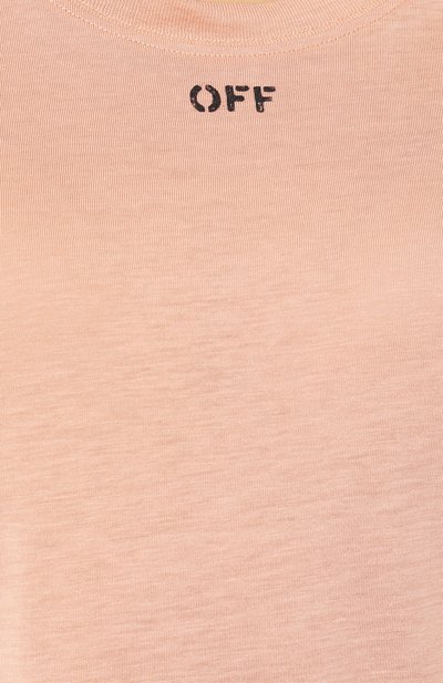 Футболка с логотипом бренда OFF-WHITE бежевого цвета по цене 17200 руб., арт. 0WAA049R19B980530310, фото 5 Футболка с логотипом бренда OFF-WHITE, арт. 0WAA049R19B980530310, фото 5