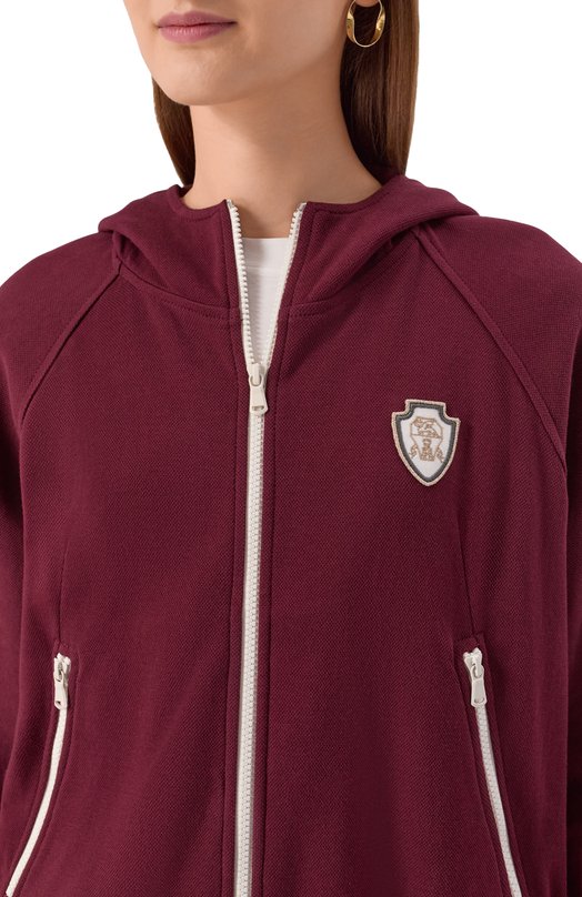Хлопковая толстовка Brunello Cucinelli MG927VD106 Бордовый  MG927VD106 Фото 5