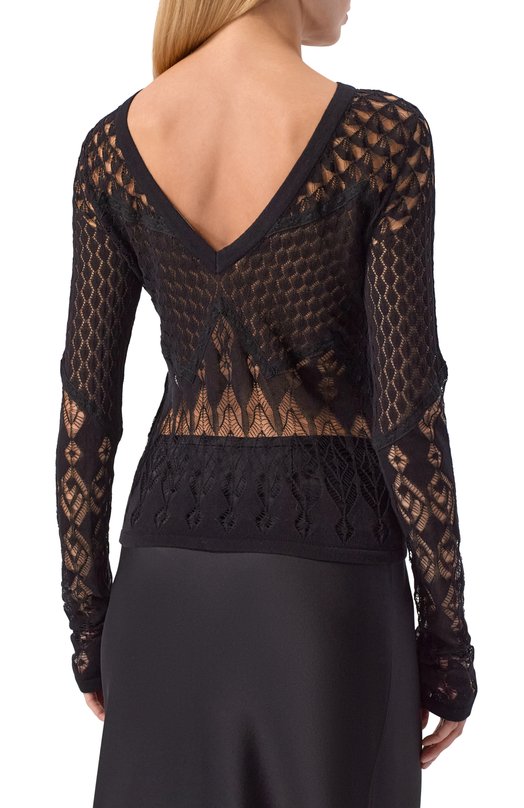 Хлопковый пуловер Blumarine 2M683A Чёрный  2M683A Фото 4