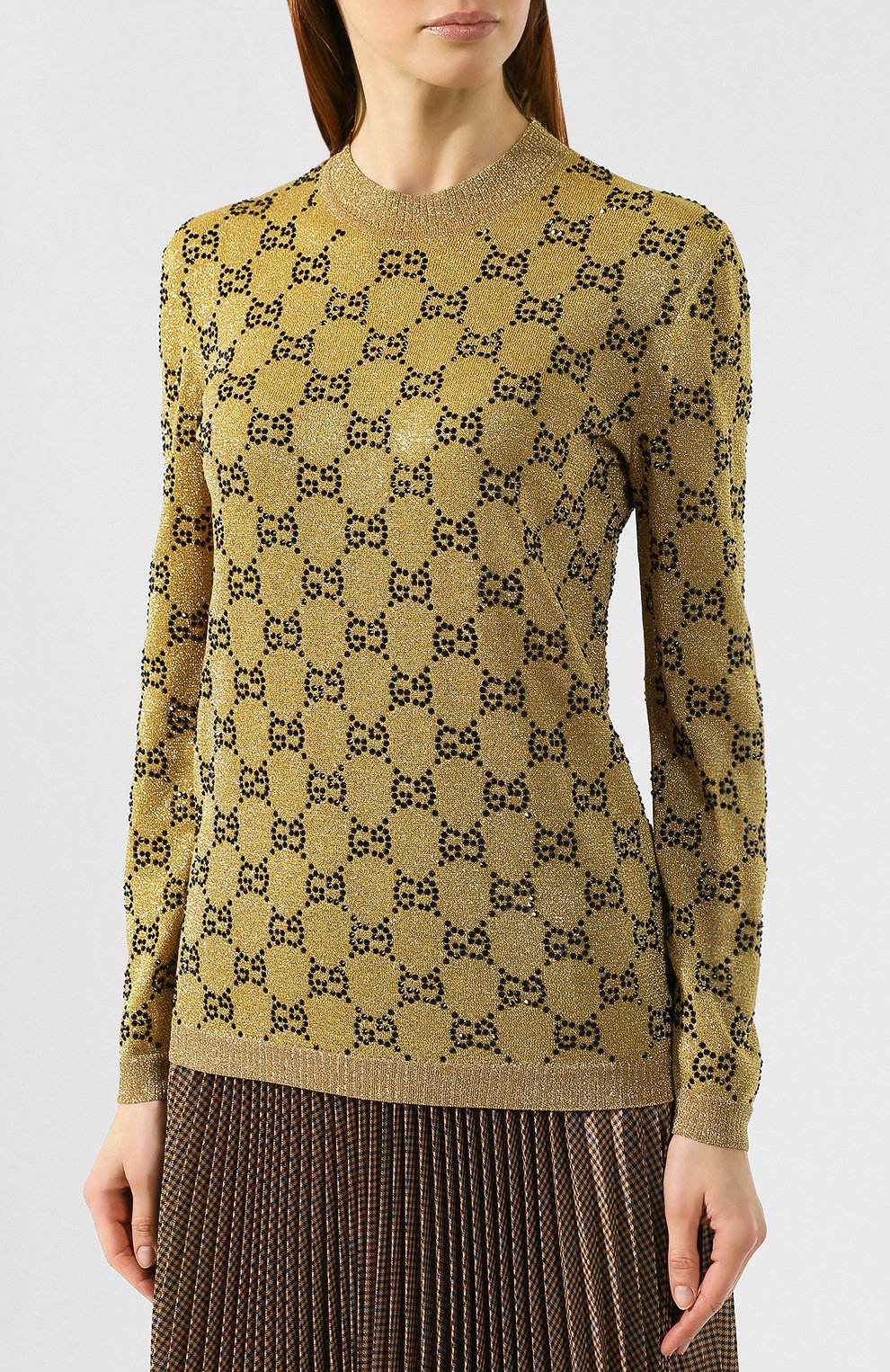 Шерстяной пуловер GUCCI золотого цвета по цене 230400 руб., арт. 555039/XKAHX, фото 3 Шерстяной пуловер GUCCI, арт. 555039/XKAHX, фото 3