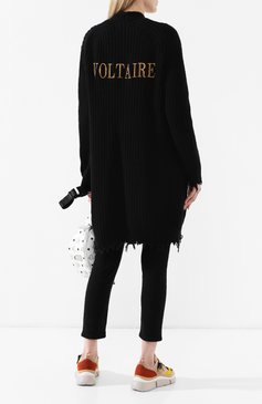 Женский кардиган из смеси хлопка и шерсти ZADIG&VOLTAIRE черного цвета, арт. SHMN2408F | Фото 2 (Рукава: Длинные; Материал внутренний: Не назначено; Длина (для топов): Удлиненные; Материал сплава: Проставлено; Материал внешний: Хлопок; Женское Кросс-КТ: кардиган-трикотаж; Драгоценные камни: Проставлено; Статус проверки: Проверена категория)