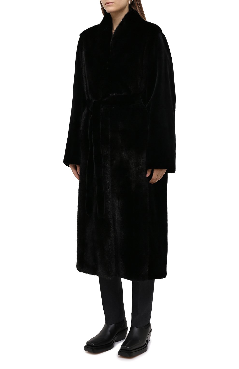 Шуба из меха норки YVES SALOMON, арт. 7WYM75720VLVR/BLACK/48, фото 3