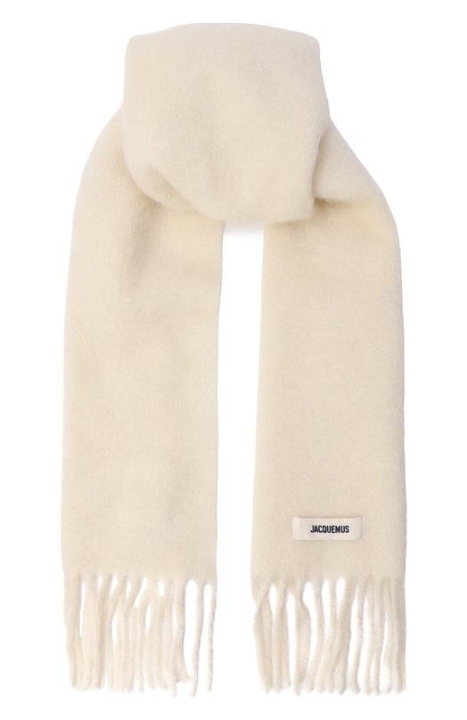 Шерстяной шарф Jacquemus 24HACU00572B0T/4032 Кремовый 24HACU00572B0T/4032