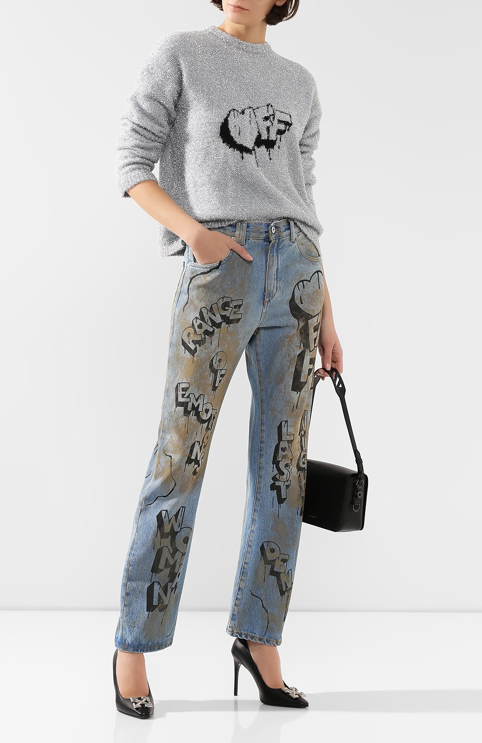 Джинсы OFF-WHITE голубого цвета по цене 46750 руб., арт. 0WYA012F197730627110, фото 2 Джинсы OFF-WHITE, арт. 0WYA012F197730627110, фото 2