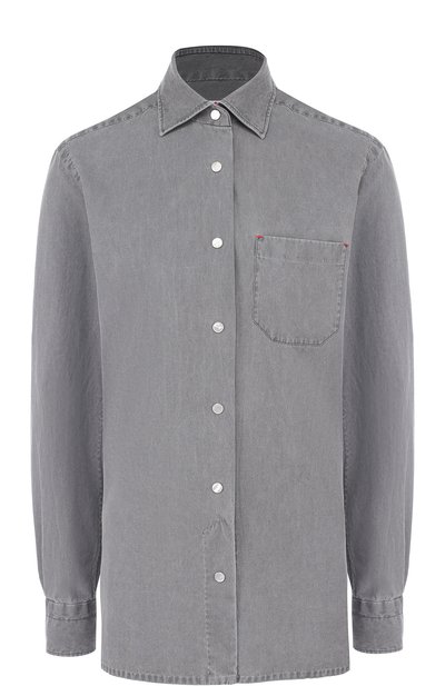 Женская джинсовая блуза с накладным карманом KITON, арт. D46420H06434
