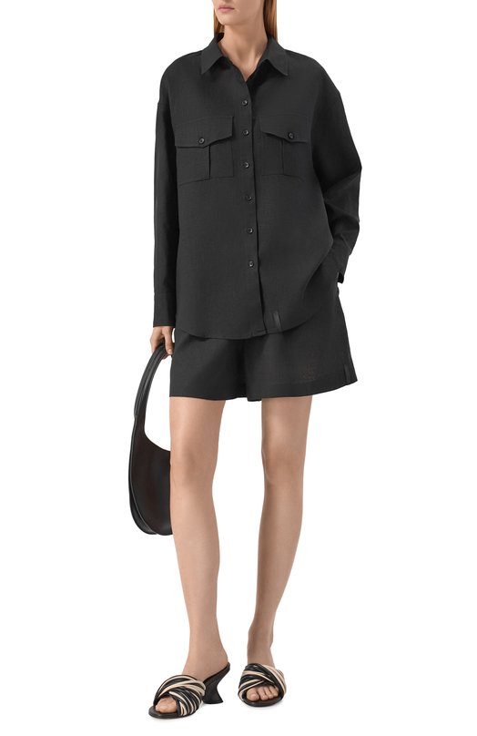 Шорты изо льна и вискозы HINNOMINATE HMABW02644 Чёрный  HMABW02644 Фото 2