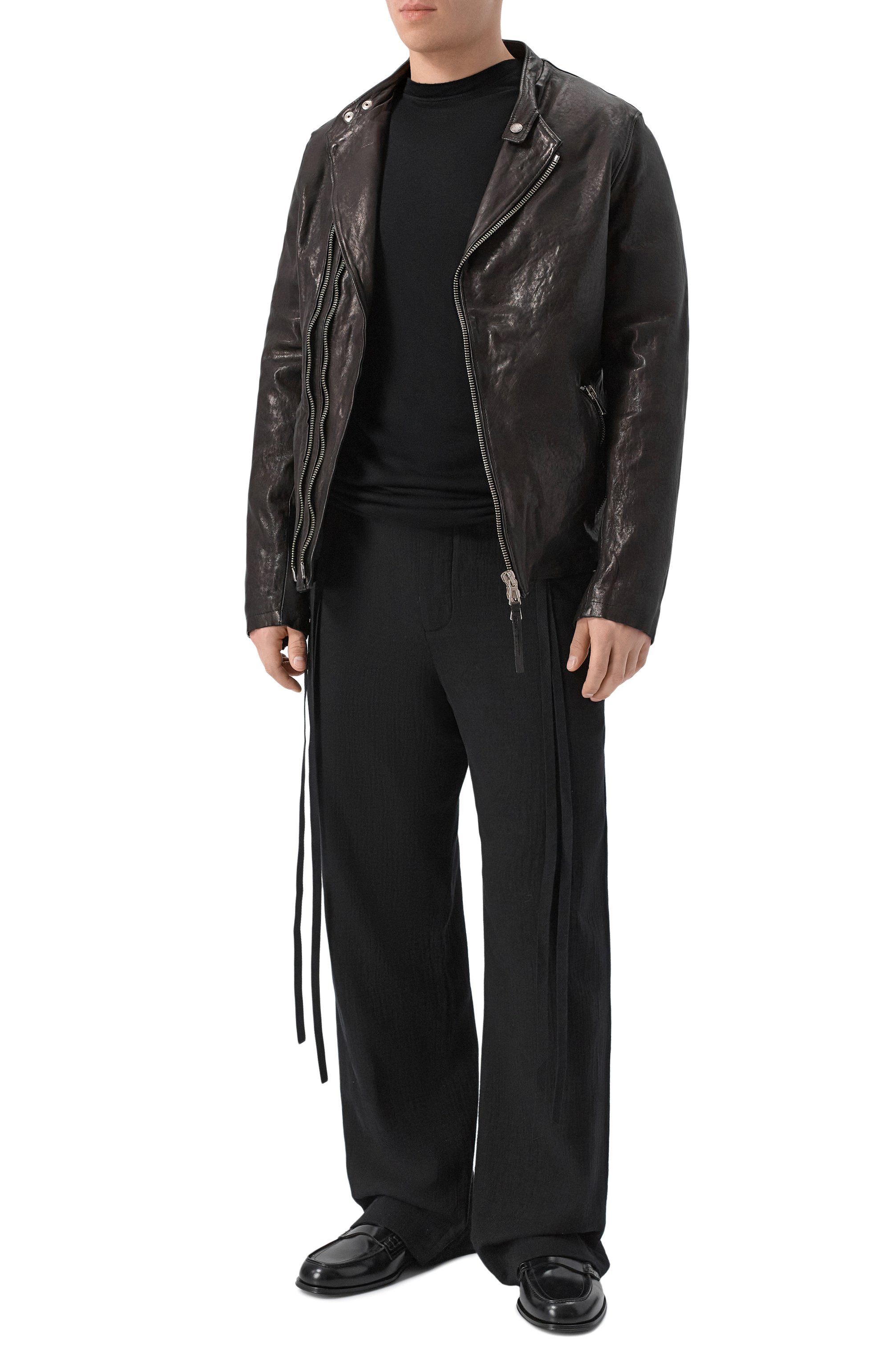 Кожаная куртка NEVER ENOUGH черного цвета по цене 108000 руб., арт. 2B6M072-148/MJL078 LT-42, фото 2 Кожаная куртка NEVER ENOUGH, арт. 2B6M072-148/MJL078 LT-42, фото 2