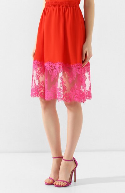 Юбка с кружевной отделкой MSGM красного цвета по цене 32800 руб., арт. 2642MDD136 195302, фото 3 Юбка с кружевной отделкой MSGM, арт. 2642MDD136 195302, фото 3