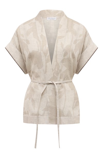Женский льняной жакет-кимоно BRUNELLO CUCINELLI бежевого цвета по цене 192500 руб., арт. MB650B1344 | Фото 1 Женский льняной жакет-кимоно BRUNELLO CUCINELLI, арт. MB650B1344