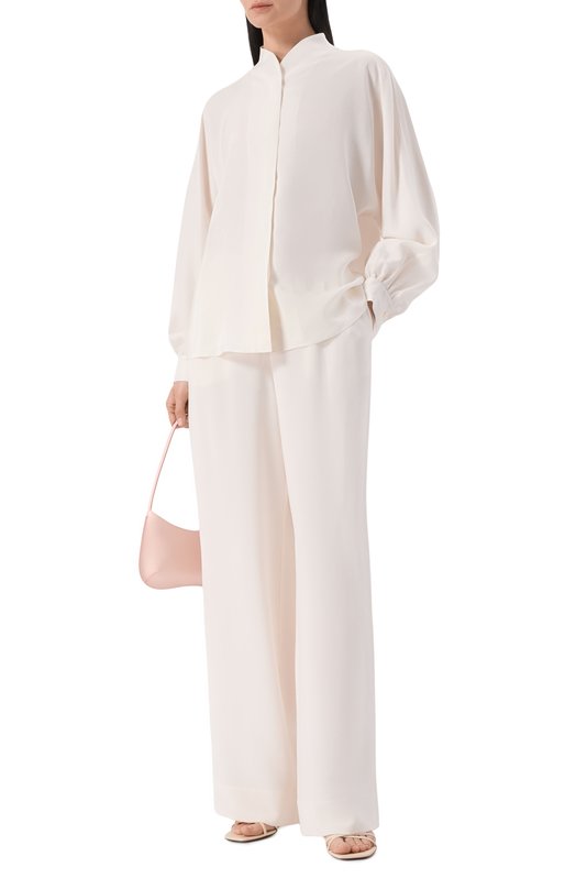 Шелковая блузка 12 STOREEZ 136072 Кремовый  136072 Фото 2