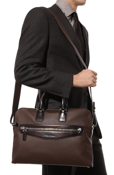 Портфель SANTONI темно-коричневого цвета по цене 196500 руб., арт. UIBBA2279LI-ASP9N01, фото 2 Портфель SANTONI, арт. UIBBA2279LI-ASP9N01, фото 2