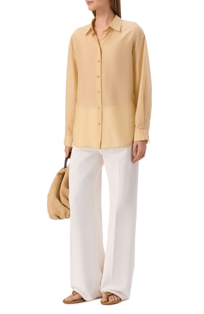 Рубашка из хлопка и шелка 12 STOREEZ желтого цвета по цене 17000 руб., арт. 137690, фото 2 Рубашка из хлопка и шелка 12 STOREEZ, арт. 137690, фото 2