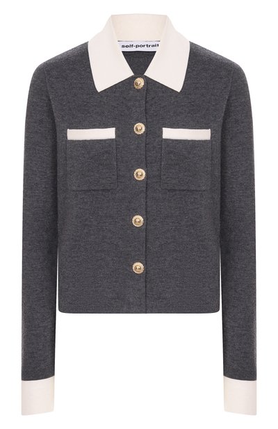 Женский кардиган из шерсти и кашемира SELF-PORTRAIT, арт. PF25-048C-GR