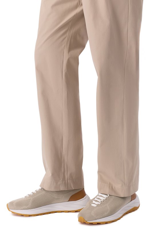 Текстильные кроссовки Kiton USSA269N0133805 Бежевый  USSA269N0133805 Фото 3