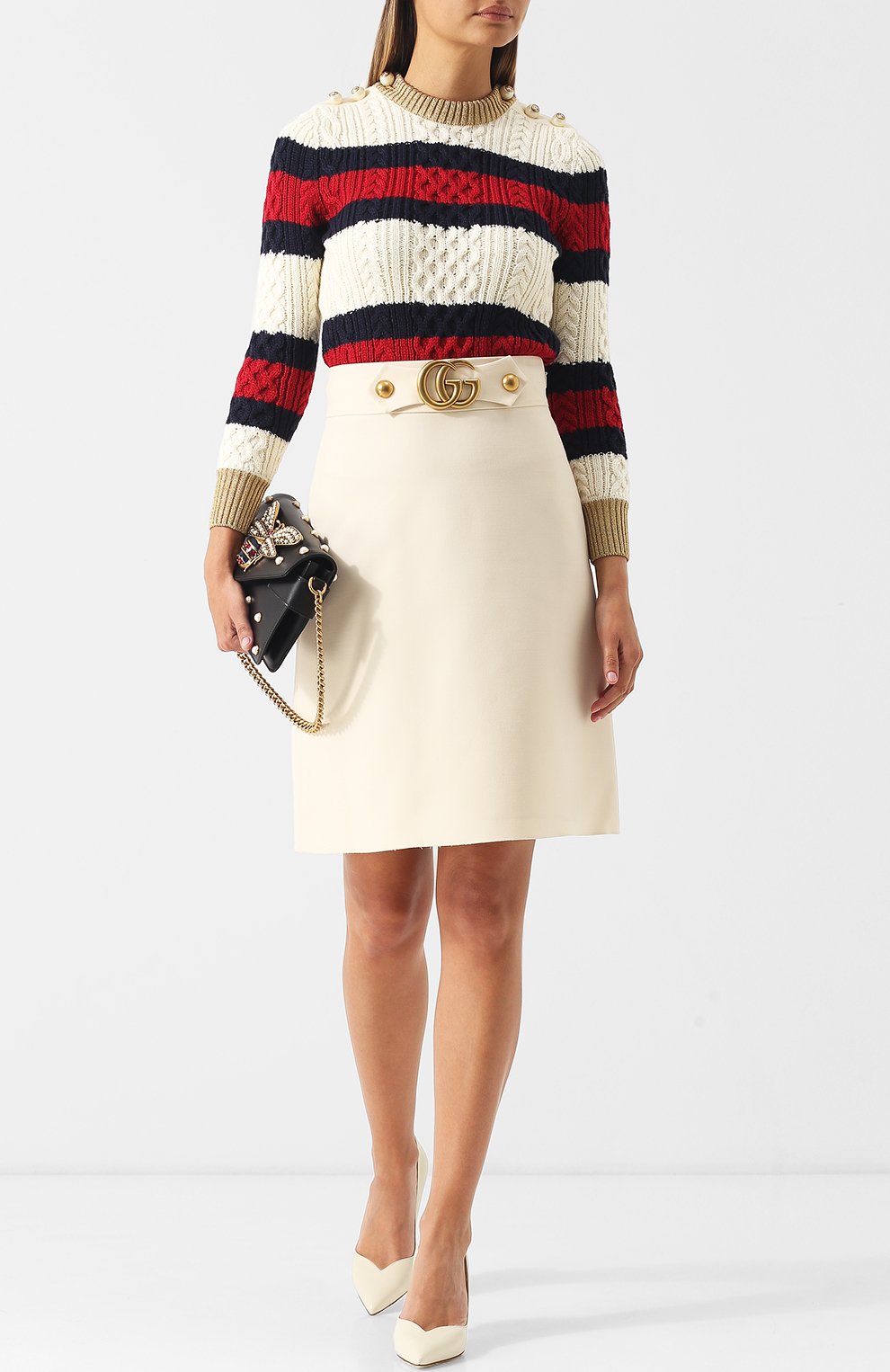 Шерстяной пуловер с металлизированной нитью и декоративными пуговицами GUCCI, арт. 434363/X5D24, фото 2