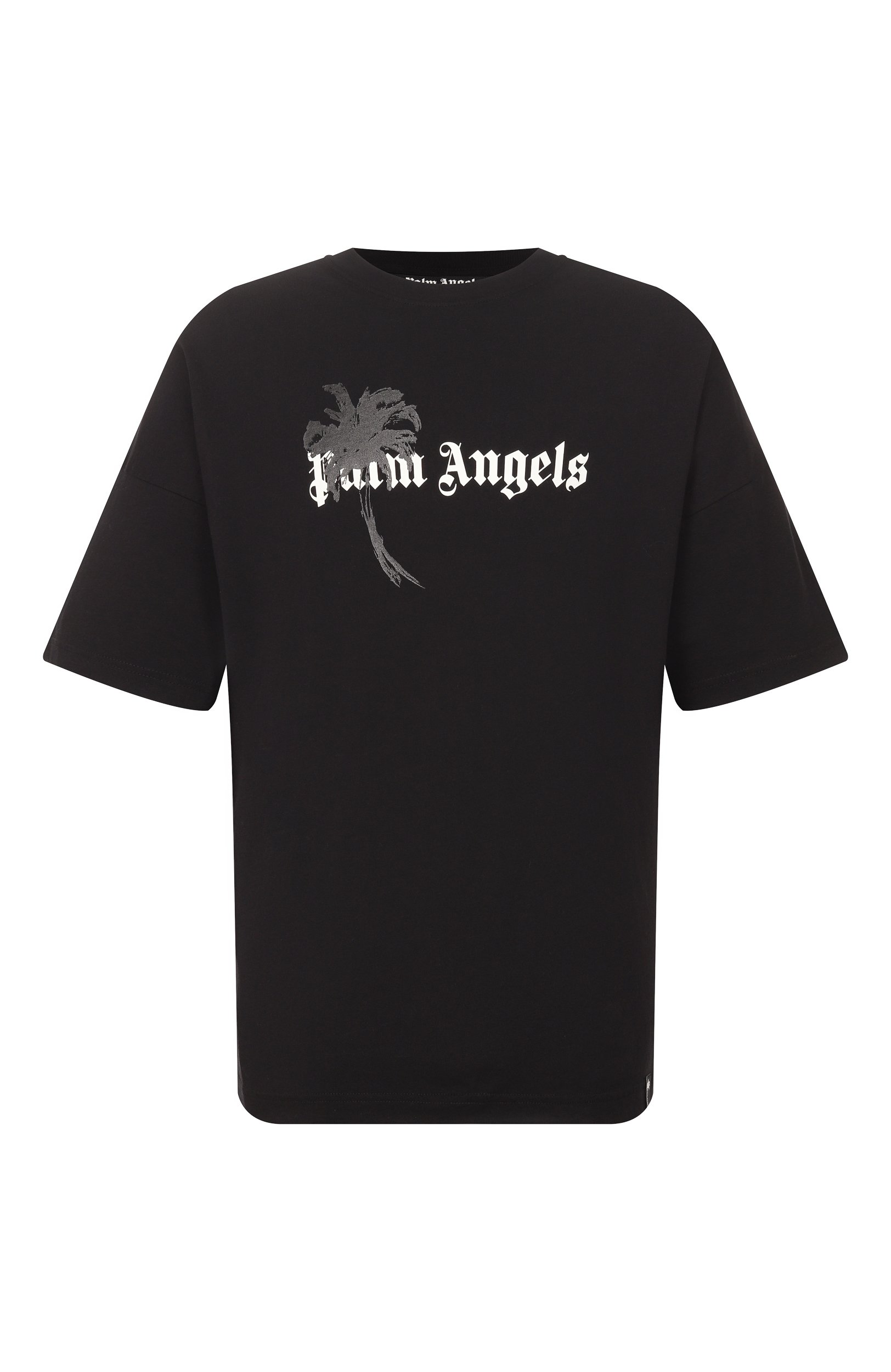 Хлопковая футболка PALM ANGELS черного цвета по цене 27550 руб., арт. PAMAA003JR006, фото 1 Хлопковая футболка PALM ANGELS, арт. PAMAA003JR006, фото 1