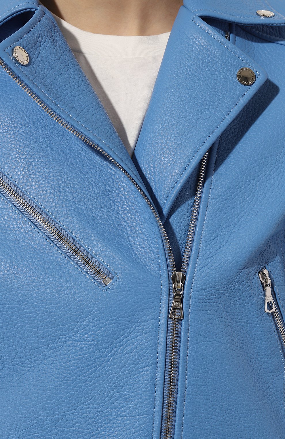 Кожаная куртка MASLOV голубого цвета по цене 187000 руб., арт. K09, фото 5 Кожаная куртка MASLOV, арт. K09, фото 5