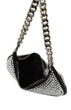 Женская сумка MOSCHINO серебряного цвета, арт. B8412/8202 | Фото 5 (Материал сплава: Проставлено; Размер: mini; Драгоценные камни: Проставлено; Материал: Текстиль; Сумки-технические: Сумки через плечо)