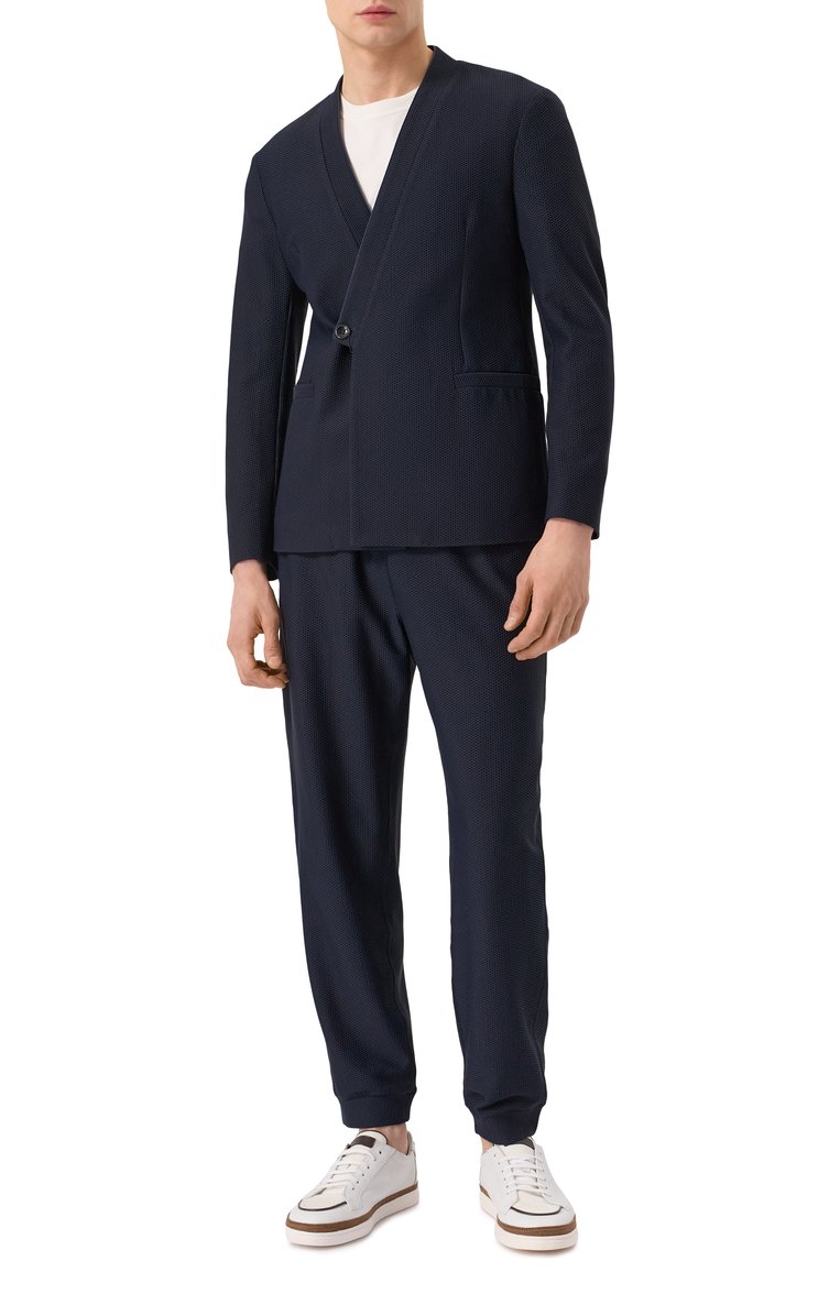 Мужские джоггеры GIORGIO ARMANI темно-синего цвета, арт. GM001110/TE10045 | Фото 2 (Длина (брюки, джинсы): Стандартные; Силуэт М (брюки): Джоггеры; Стили: Кэжуэл; Материал внешний: Синтетический материал; Автоматизация состава: Проставлено; Автоматизация ТО: Проставлено)
