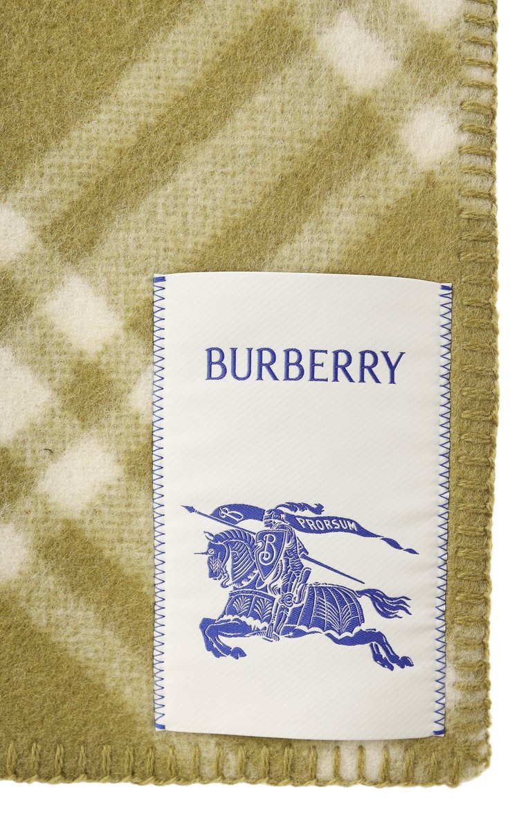 Женский шерстяной шарф BURBERRY зеленого цвета, арт. 8101359 | Фото 3 (Материал: Шерсть, Текстиль; Нос: Не проставлено; Автоматизация состава: Проставлено)