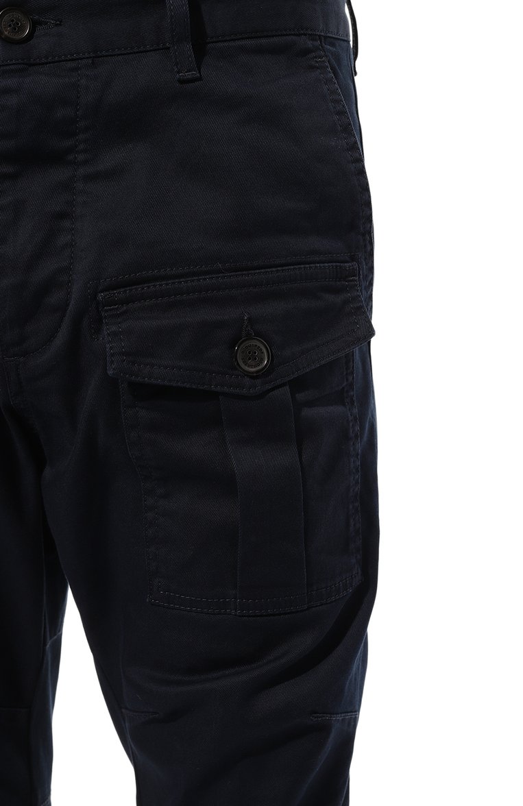 Мужские хлопковые брюки-карго DSQUARED2 темно-синего цвета, арт. S74KB0818/S39021 | Фото 5 (Материал внешний: Хлопок; Силуэт М (брюки): Карго; Случай: Повседневный; Стили: Гранж; Длина (брюки, джинсы): Стандартные)