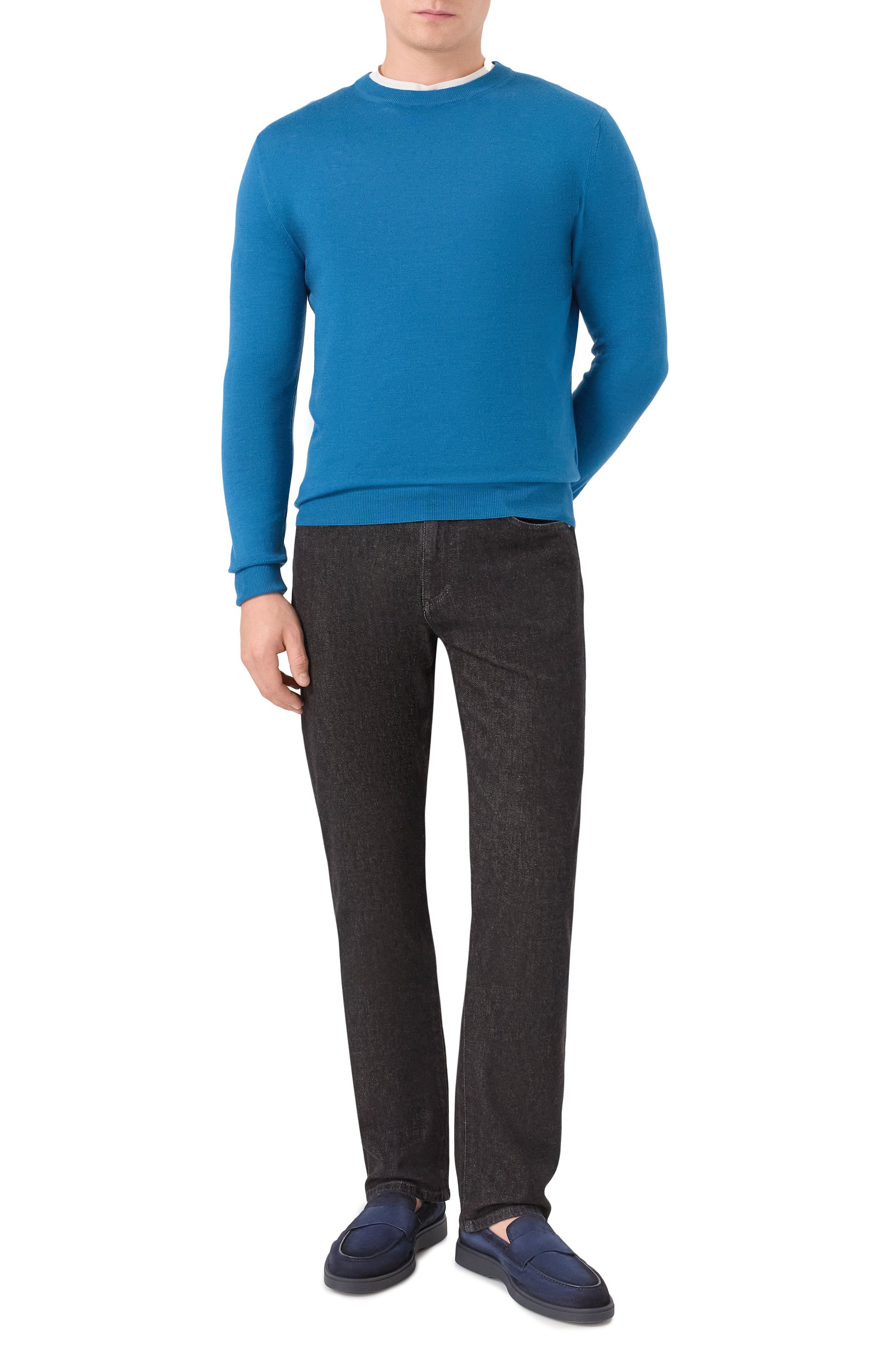 Замшевые лоферы detroit SANTONI темно-синего цвета по цене 99500 руб., арт. MGDG1905100TSEAA, фото 2 Замшевые лоферы detroit SANTONI, арт. MGDG1905100TSEAA, фото 2