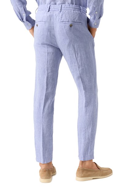 Льняные брюки PAUL&SHARK голубого цвета по цене 34200 руб., арт. 25414041, фото 4 Льняные брюки PAUL&SHARK, арт. 25414041, фото 4