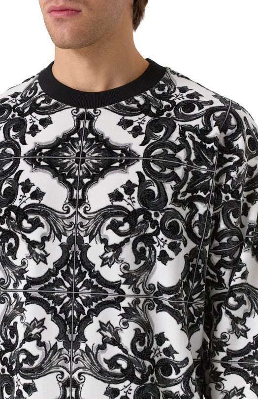 Хлопковый свитшот Dolce & Gabbana G9AHST/HJMP9 Чёрно-белый  G9AHST/HJMP9 Фото 5