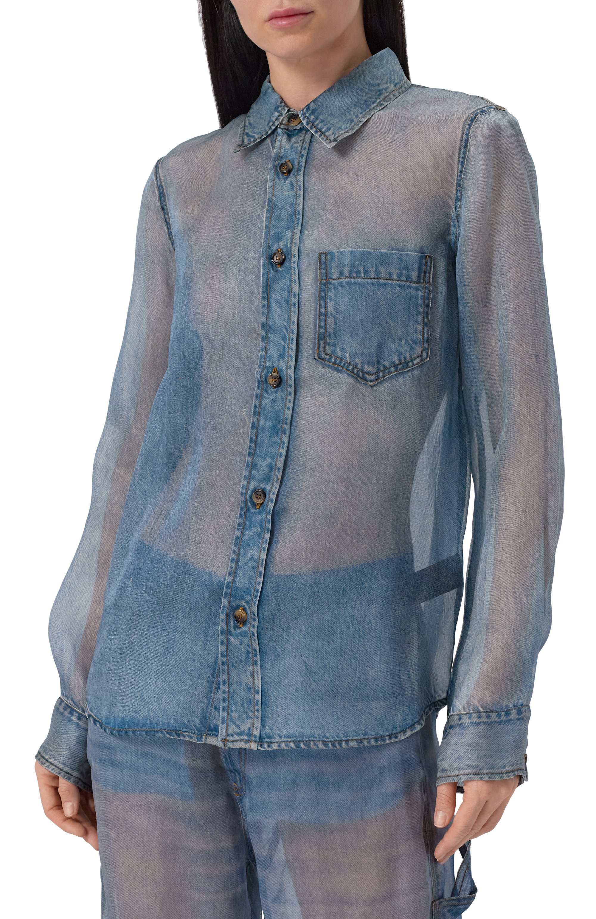 Шелковая рубашка HAIKURE синего цвета по цене 87550 руб., арт. HEW060820R001L0890, фото 3 Шелковая рубашка HAIKURE, арт. HEW060820R001L0890, фото 3