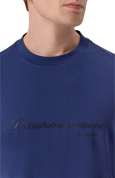 Хлопковая футболка BRUNELLO CUCINELLI темно-синего цвета по цене 75050 руб., арт. M0B138518, фото 5 Хлопковая футболка BRUNELLO CUCINELLI, арт. M0B138518, фото 5
