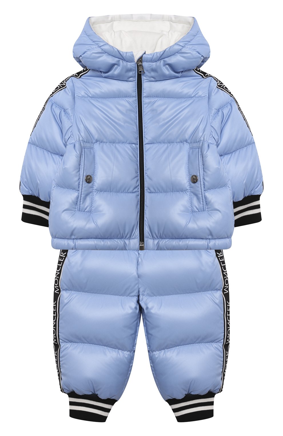 Комплект из комбинезона и куртки MONCLER голубого цвета по цене 69950 руб., арт. G2-951-1F515-20-68950/9-12M, фото 1 Комплект из комбинезона и куртки MONCLER, арт. G2-951-1F515-20-68950/9-12M, фото 1