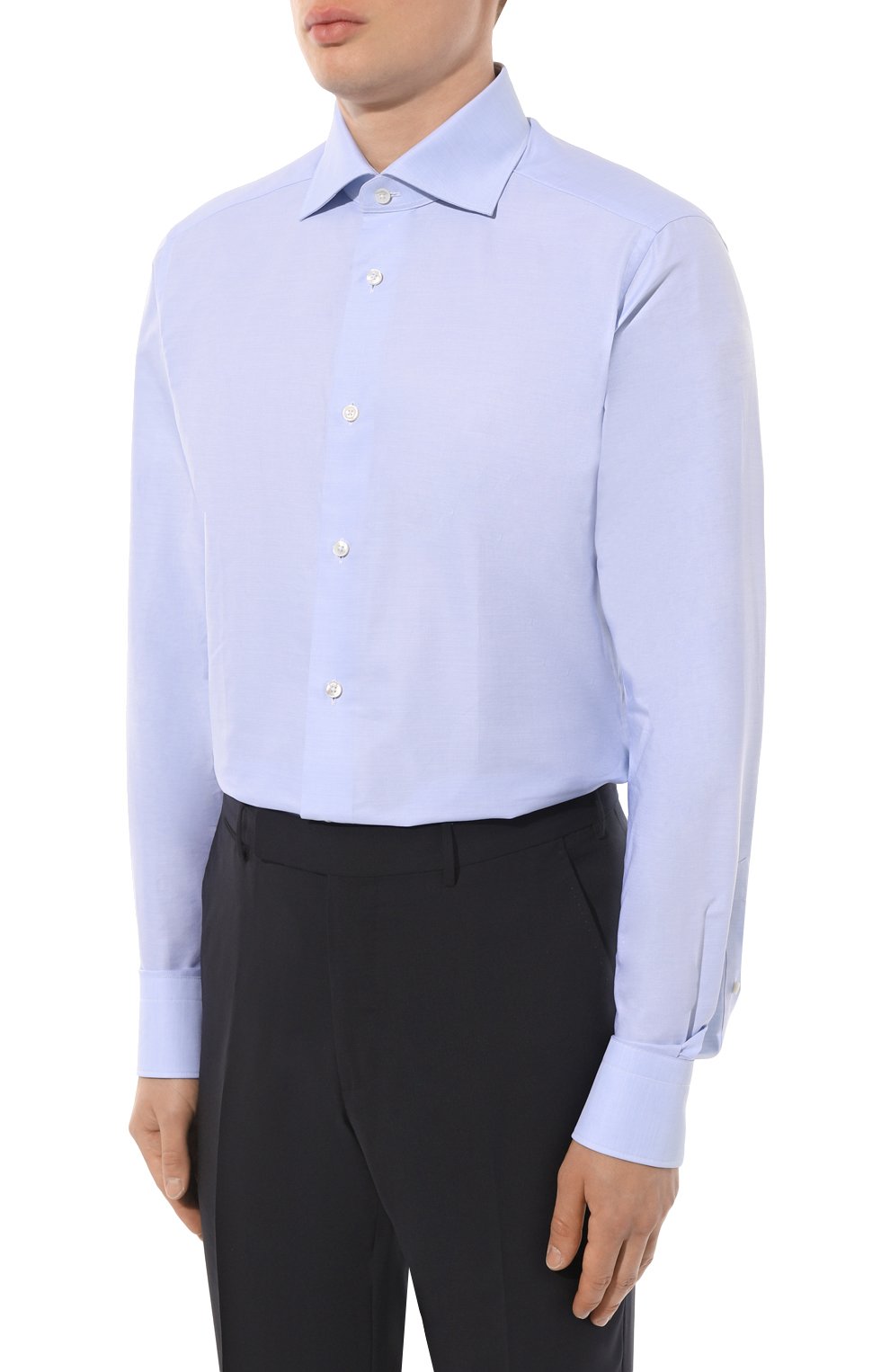 Хлопковая сорочка ZEGNA голубого цвета по цене 57750 руб., арт. CT1030/9MS0BA, фото 4 Хлопковая сорочка ZEGNA, арт. CT1030/9MS0BA, фото 4