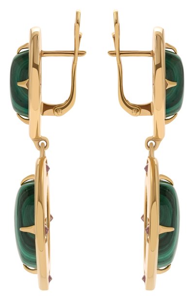 Двойные серьги с малахитом и аметистами MOONKA, арт. ai-bg-her-mal, фото 3