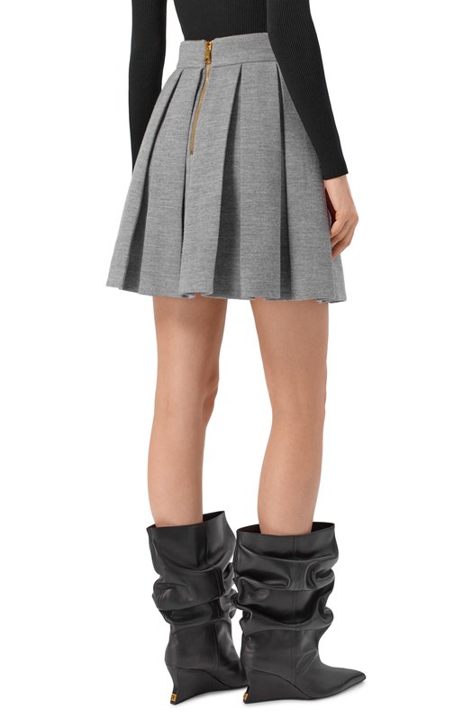 Юбка из шерсти и хлопка Balmain FF0LBB09/JL17 Серый  FF0LBB09/JL17 Фото 4