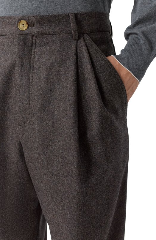 Шерстяные брюки Brunello Cucinelli M038PS2480 Коричневый  M038PS2480 Фото 5