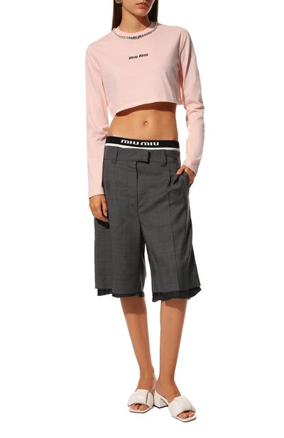 Хлопковый лонгслив MIU MIU, арт. MJL732-10OO-F0E18, фото 2