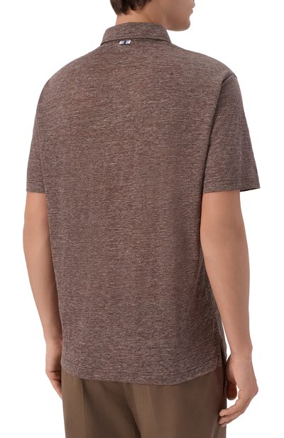 Льняное поло FEDELI коричневого цвета по цене 37050 руб., арт. TU000242/LIN0 JERSEY MELANGE, фото 4 Льняное поло FEDELI, арт. TU000242/LIN0 JERSEY MELANGE, фото 4