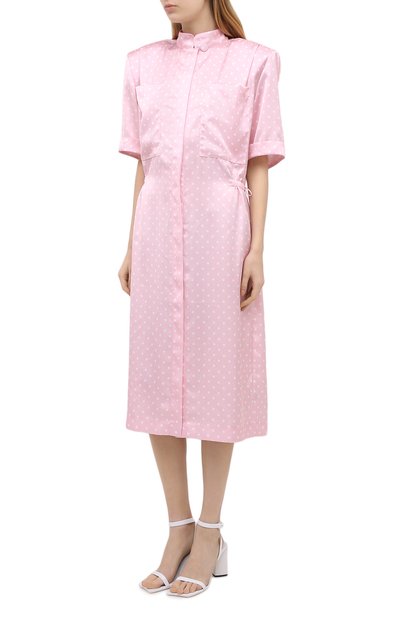 Атласное платье VETEMENTS, арт. WE51DR100P 2607/BABY PINK/WHITE, фото 3