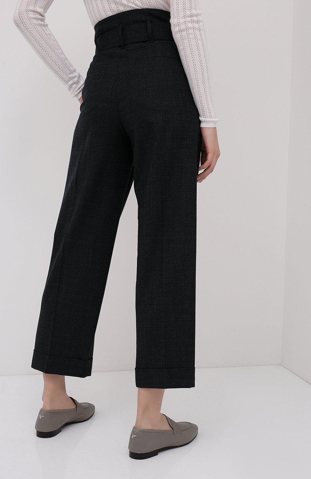 Шерстяные брюки BRUNELLO CUCINELLI темно-серого цвета по цене 153500 руб., арт. MP160P7382, фото 4 Шерстяные брюки BRUNELLO CUCINELLI, арт. MP160P7382, фото 4