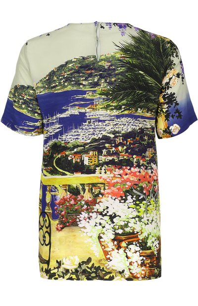 Шелковый топ прямого кроя с ярким принтом DOLCE & GABBANA, арт. 0102/F7W80T/HP14E, фото 2