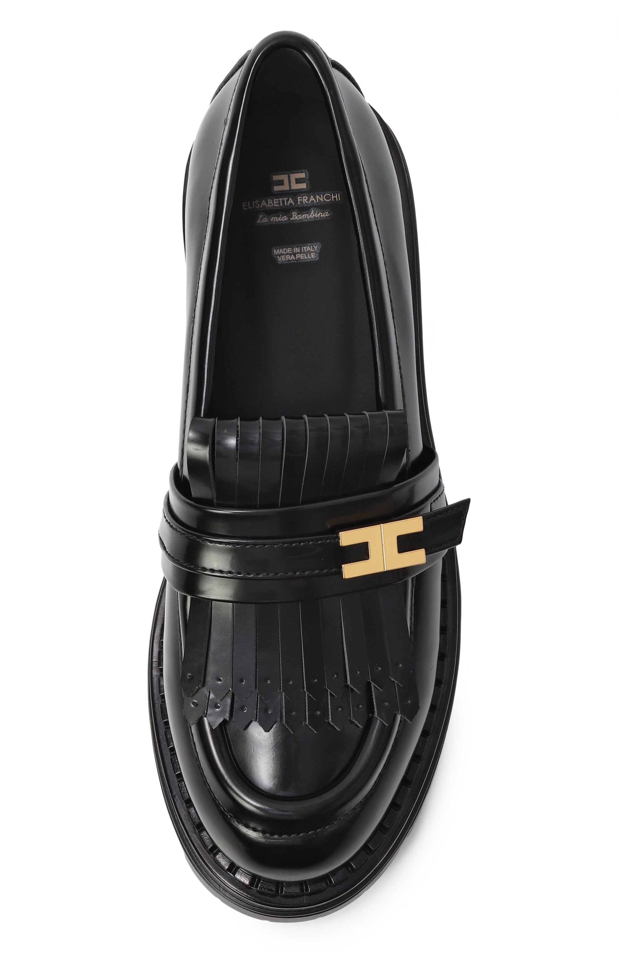 Лоферы ELISABETTA FRANCHI LA MIA BAMBINA черного цвета по цене 24000 руб., арт. F4A4-E0398-1259930/35-38, фото 4 Лоферы ELISABETTA FRANCHI LA MIA BAMBINA, арт. F4A4-E0398-1259930/35-38, фото 4
