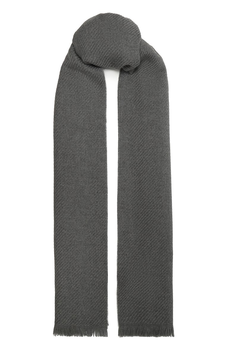 Мужской шерстяной шарф CORNELIANI серого цвета, арт. 94B354-9429016 | Фото 1 (Материал: Текстиль, Шерсть; Нос: Не проставлено; Материал сплава: Проставлено; Кросс-КТ: шерсть; Мужское Кросс-КТ: Шарфы - с бахромой)