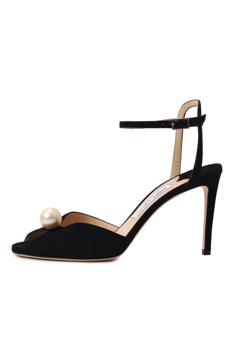 Женские замшевые босоножки sacora 85 JIMMY CHOO черного цвета, арт. SAC0RA 85/A0B | Фото 4 (Материал внутренний: Натуральная кожа; Подошва: Плоская; Каблук высота: Высокий; Материал внешний: Натуральная кожа, Замша; Каблук тип: Шпилька)