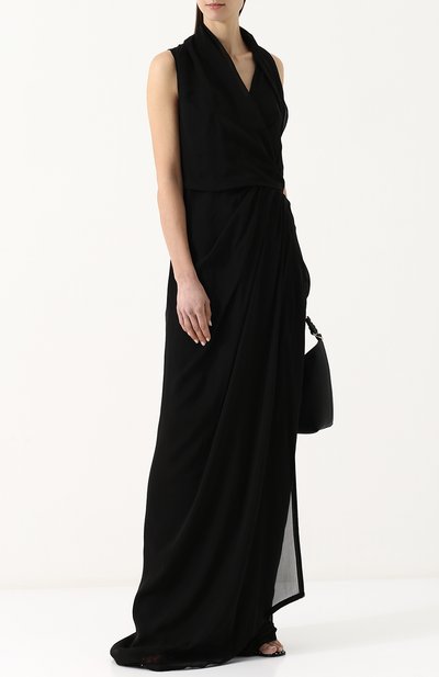 Приталенное шелковое платье-макси без рукавов RICK OWENS, арт. RP18S8502/SCH, фото 2