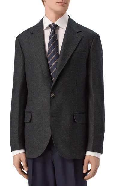 Шерстяной пиджак BRUNELLO CUCINELLI темно-серого цвета по цене 519500 руб., арт. MV4367BTD, фото 3 Шерстяной пиджак BRUNELLO CUCINELLI, арт. MV4367BTD, фото 3