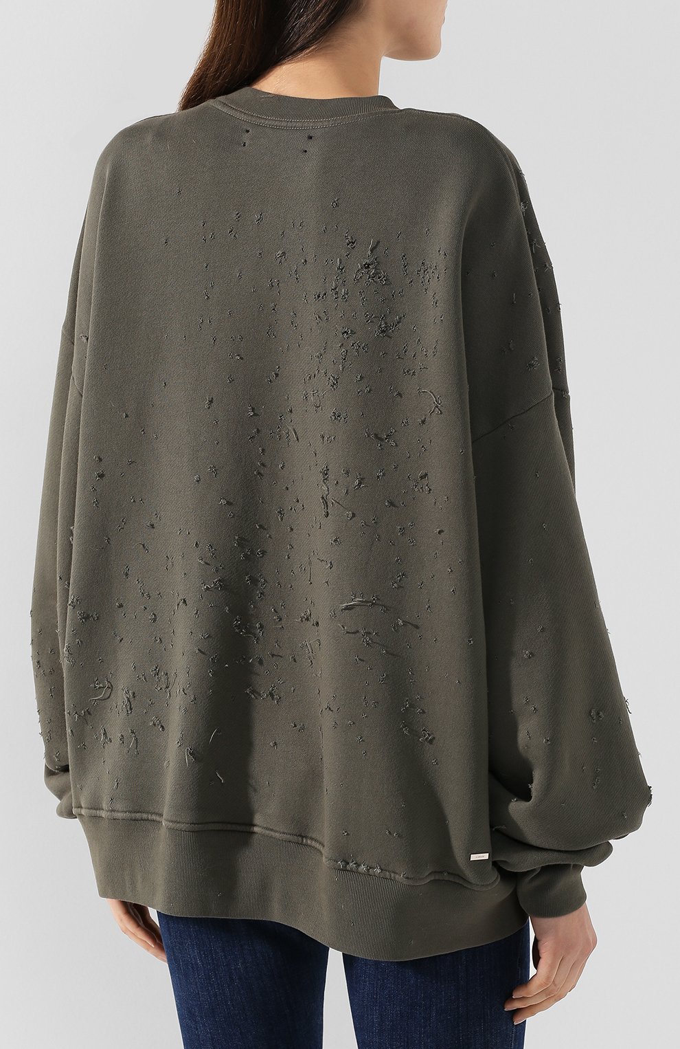 Хлопковый свитшот AMIRI хаки цвета по цене 57950 руб., арт. W9W02197TE, фото 4 Хлопковый свитшот AMIRI, арт. W9W02197TE, фото 4