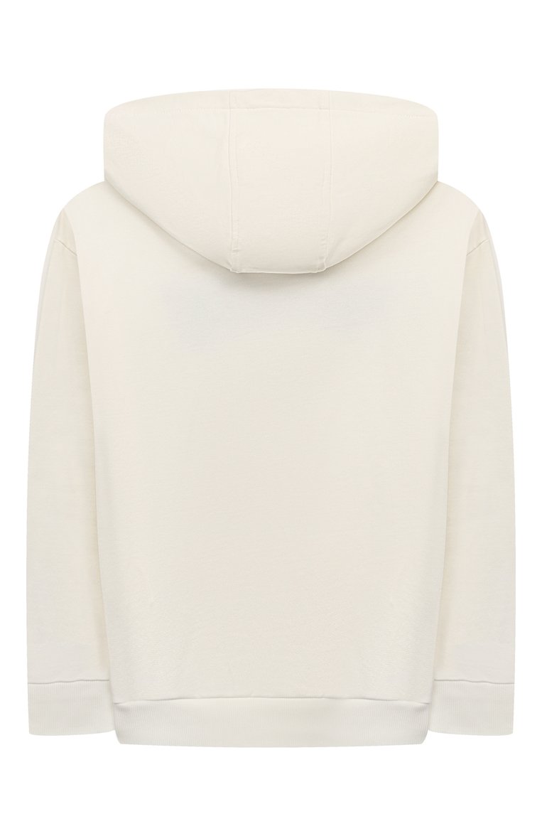 Детский хлопковое худи VERSACE кремового цвета, арт. 1007359/1A07558/8A-14A | Фото 2 (Рукава: Длинные; Материал внешний: Хлопок; Девочки Кросс-КТ: Худи-одежда; Ростовка одежда: 8 лет | 128 см, 12 лет | 152 см, 16 лет | 164 см, 10 - 11 лет | 140 - 146см)