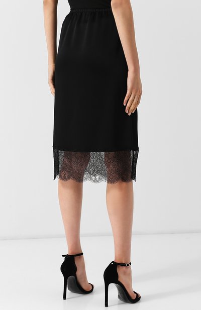 Однотонная юбка с кружевной вставкой VALENTINO, арт. QB3RA3Y03H3, фото 4