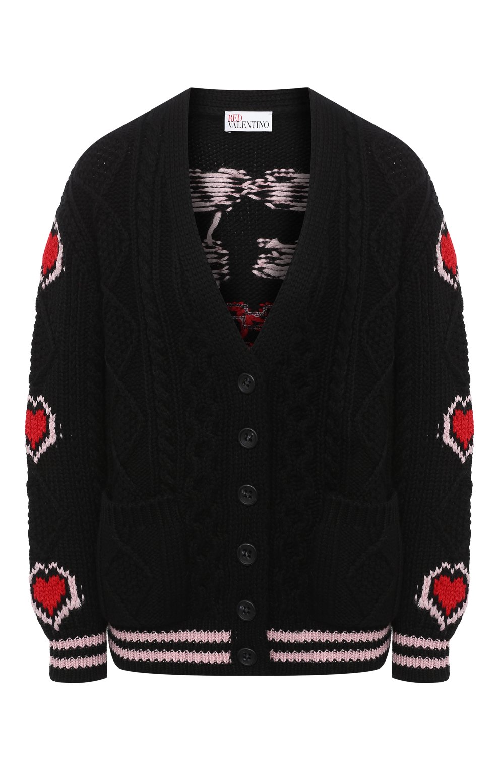 Шерстяной кардиган REDVALENTINO черного цвета по цене 69800 руб., арт. UR0KA00T/5F7, фото 1 Шерстяной кардиган REDVALENTINO, арт. UR0KA00T/5F7, фото 1