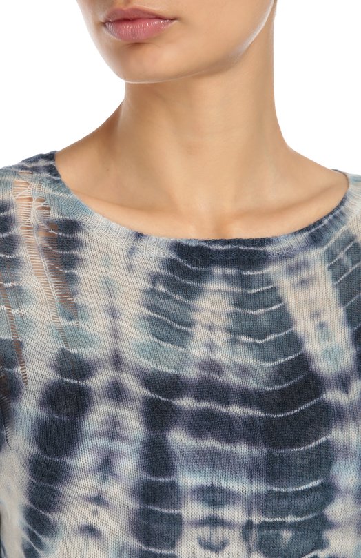 Удлиненный пуловер с контрастным принтом Raquel Allegra Голубой, фото 5